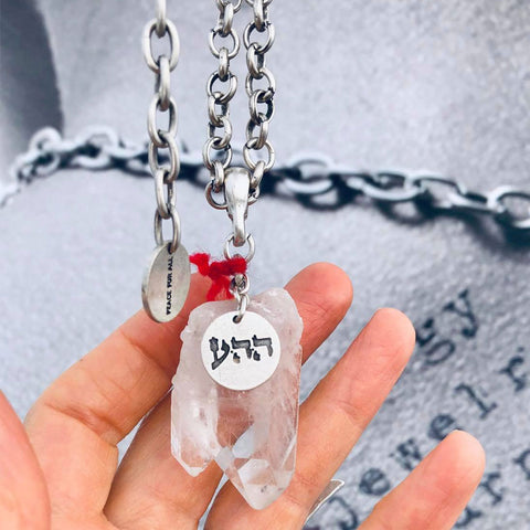 Clear Quartz Unconditional Love Hand Necklace