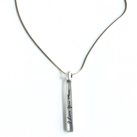 "Love You Mom" Gold Plated Chain Engraved Necklace.
