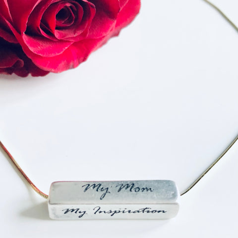"My Mom, My Inspiration" 14K Gold Plated Chain Engraved Necklace.